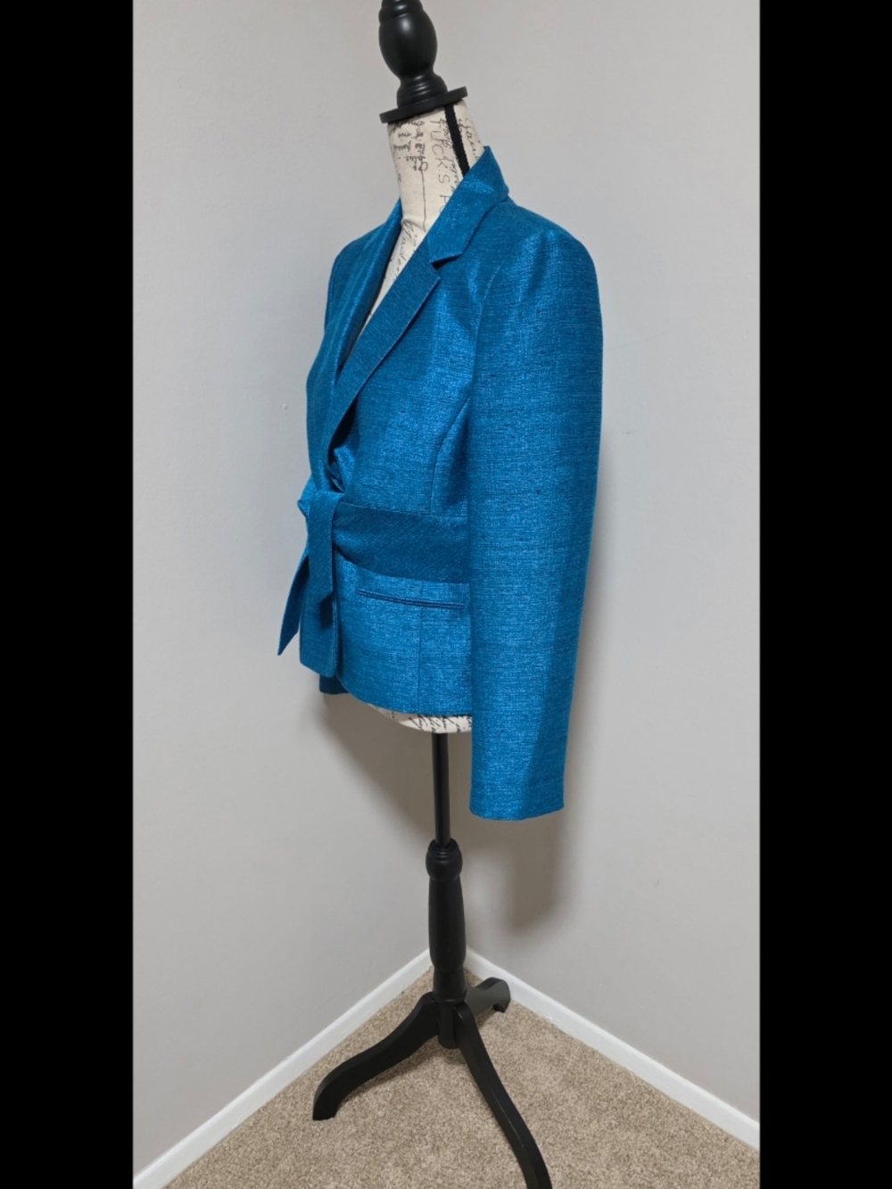 Kasper Teal Belted Blazer Jacket - Picture 3 of 6